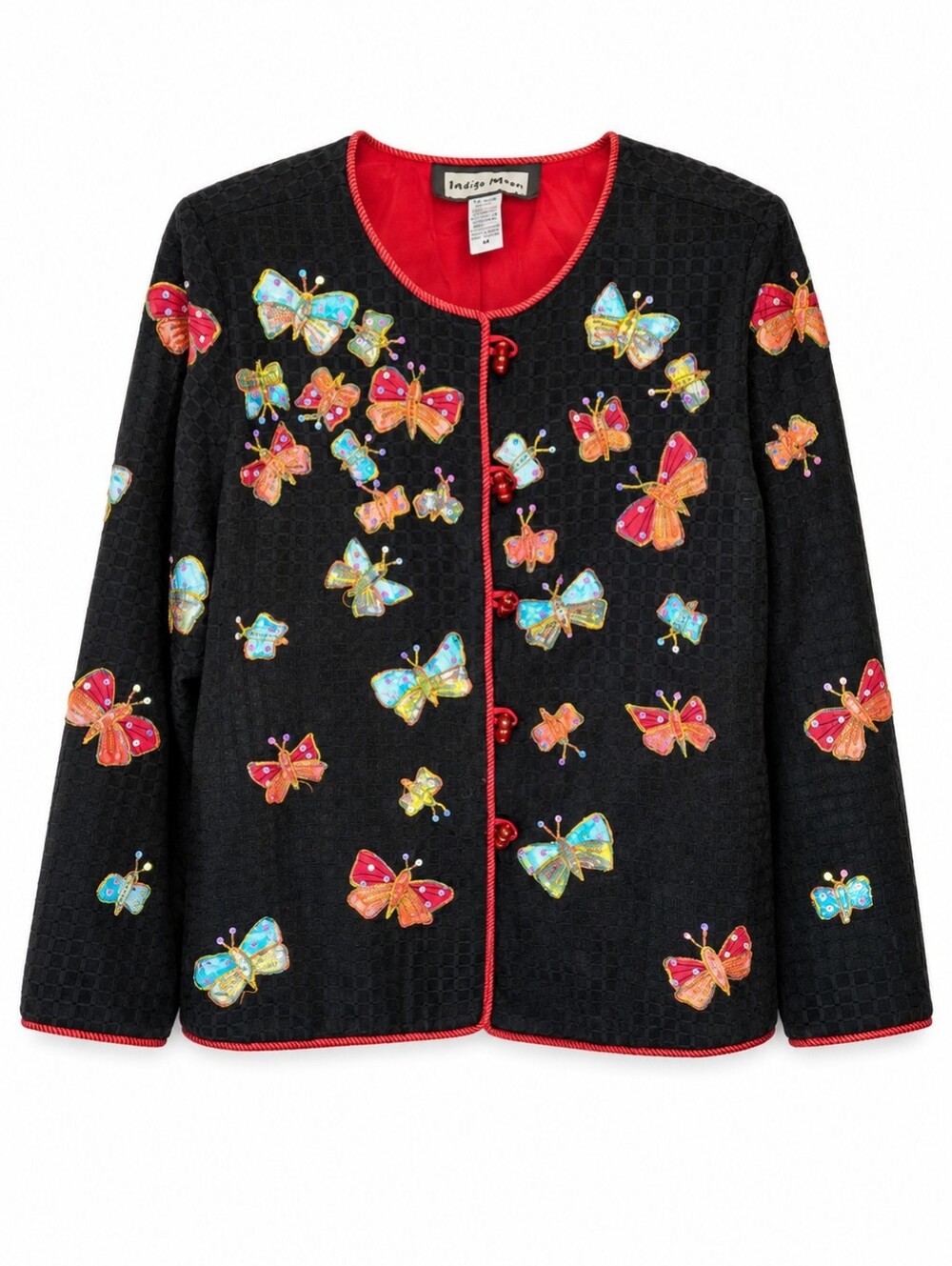 Indigo Moon Butterflies Appliques Sequin Jacket  Women Size Medium